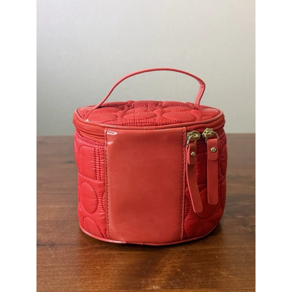 Kate Spade New York Red Quilted Logo Makeup Accessory Travel Pouch Bag 6